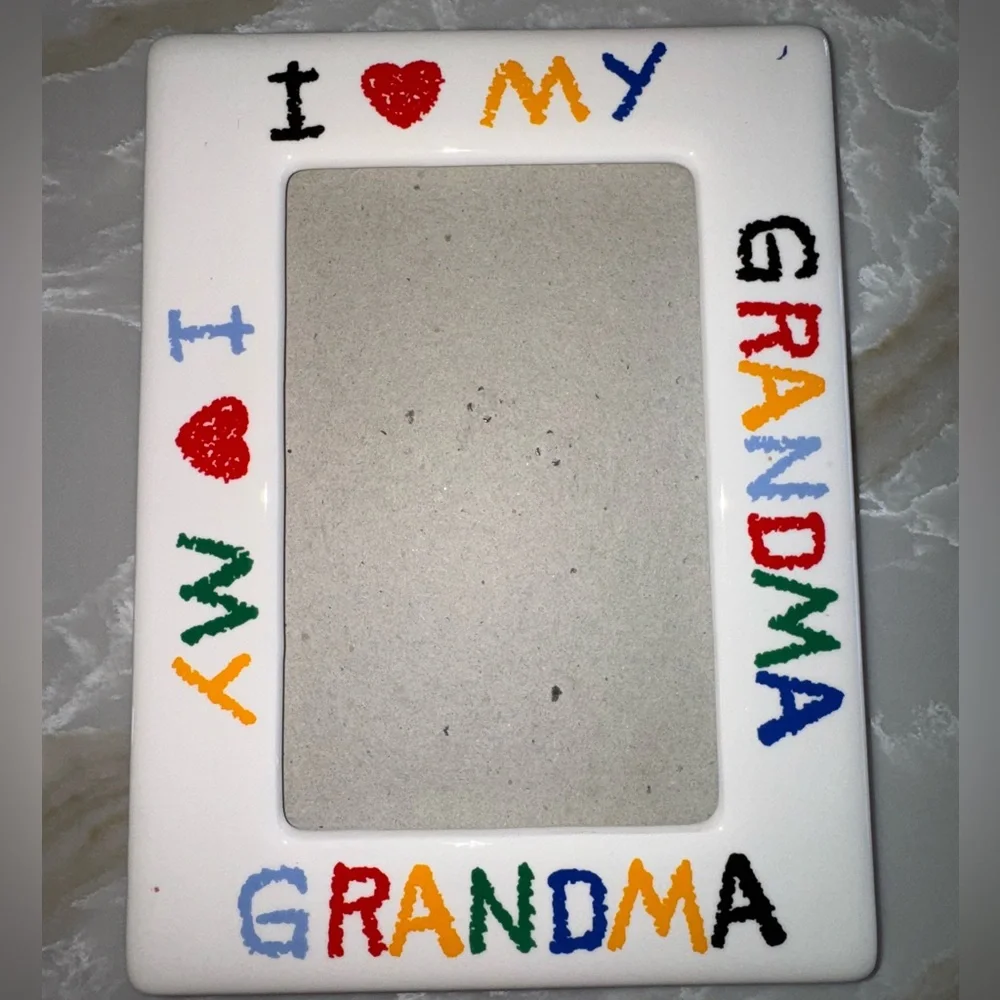 Vintage I LOVE MY GRANDMA 80s 90s Colorful Crayon Style Lettering Picture Frame